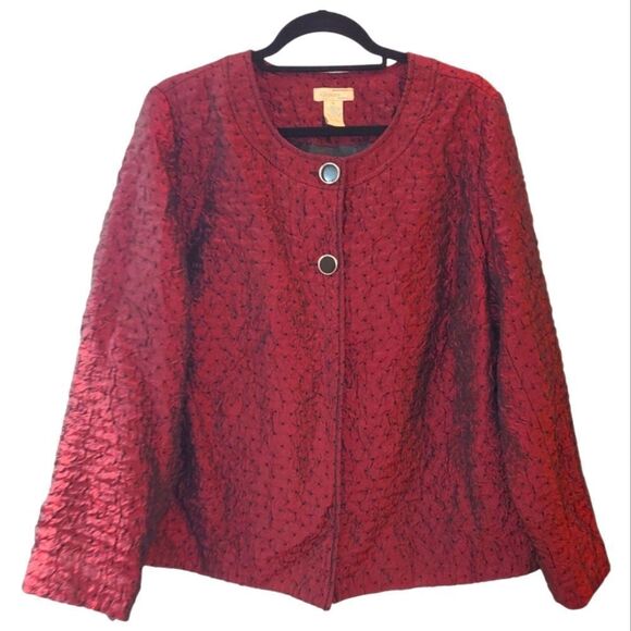 Choices Woman Burgundy Textured Blazer Jacket - Picture 1 of 7
